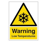 V Safety Warning Low Temperatures - Portrait 300 x 400 mm - Self Adhesive Vinyl Safety Sign