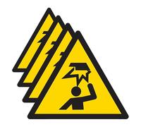 V Safety Warning Mind Your Head Symbol 100 x 100 mm - 2mm Rigid Plastic Safety Sign (Pack of 4)