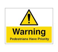 V Safety Warning Pedestrians Have Priority - Large Landscape 400 x 300 mm - 3mm Aluminium Composite Safety Sign