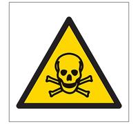 V Safety Warning Poison Symbol 100 x 100 mm - Self Adhesive Vinyl - Aluminium Effect Safety Sign