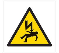 V Safety Warning Risk Of Death Symbol 100 x 100 mm - 3mm Aluminium Composite Safety Sign