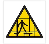 V Safety Warning Scaffolding Symbol 100 x 100 mm - 2mm Super-Tough Rigid Plastic Safety Sign
