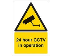V Safety Warning Security - 24 Hour CCTV in Operation - 150 x 200 mm Restickable Safety Sign Safety Sign