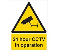 V Safety Warning Security - 24 Hour Cctv In Operation - 300 X 400MM Safety Sign With Snap Frame