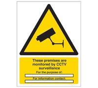 V Safety Warning Security - Monitored By CCTV For The Purpose Of? - 150 X 200mm
