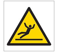 V Safety Warning Slippery Surface Symbol 100 x 100 mm - Glow In The Dark 1mm Rigid Plastic Safety Sign