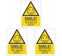 V Safety Warning - SMILE! You Are On CCTV 100 x 150 mm - 3mm Aluminium Composite Safety Sign (Pack of 3)