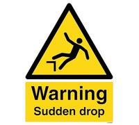 V Safety Warning Sudden Drop/Fall - Portrait 150 x 200mm - 1mm Rigid Plastic Safety Sign