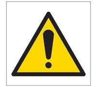 V Safety Warning Symbol 100 x 100 mm - Glow In The Dark Self Adhesive Vinyl Safety Sign