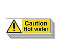 V Safety Warning Temperature- Caution hot water - 300 x 100mm - Pack of 10