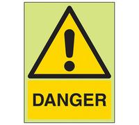 V Safety Warning Temperature Danger Sign - Glow In The Dark - 150X200mm (X3)