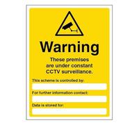 V Safety Warning These Premises Are Under Constant Surveillance - Portrait 150 x 200mm - 1mm Rigid Plastic Safety Sign
