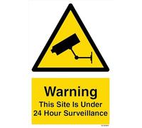 V Safety Warning This Site Is Under 24 Hour Surveillance - Portrait 300 x 400mm - 3mm Aluminium Composite Safety Sign