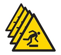 V Safety Warning Trip Hazard Symbol 100 x 100 mm - 2mm Rigid Plastic Safety Sign (Pack of 4)