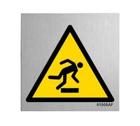 V Safety Warning Trip Hazard Symbol 100 x 100 mm - Self Adhesive Vinyl - Aluminium Effect Safety Sign