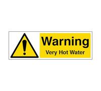 V Safety Warning Very Hot Water - Landscape 600 x 200 mm - 2mm Rigid Plastic Safety Sign