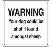 V Safety Warning Your Dog Could Be Shot If Found Amongst Sheep Sign - 400mm x 300mm - 1mm Rigid Plastic