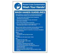 V Safety Wash Hands Guidelines - Portrait 200 x 300mm - 2mm Rigid Plastic Safety Sign