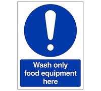 V Safety Wash Only Equipment Here - Portrait 150 x 200 mm - Glow In The Dark 1mm Rigid Plastic Safety Sign
