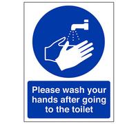 V Safety Wash Your Hands Toilet Safety Sign - Rigid Plastic - 150X200mm (X3)