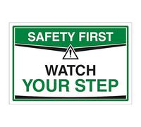 V Safety Watch Your Step 300 x 200 mm - 2mm Super-Tough Rigid Plastic Safety Sign