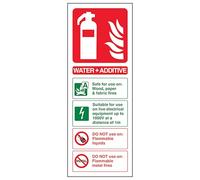 V Safety Water + Additive Fire Extinguisher 100 x 280 mm - 2mm Rigid Plastic Safety Sign