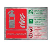 V Safety Water + Additive - Landscape 200 x 150 mm - 1.6mm Aluminium Effect Rigid Plastic Safety Sign