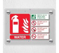 V Safety Water Fire Extinguisher - 150 x 100 mm - Acrylic Perspex Cast Clear Safety Sign
