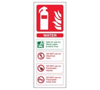 V Safety Water Id Fire Extinguisher Sign - 75mm x 200mm - 1mm Rigid Plastic