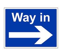 V Safety Way In Arrow Right - Large Landscape 400 x 300 mm - Glow In The Dark 1mm Rigid Plastic Safety Sign
