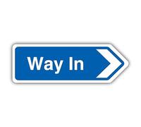 V Safety Way In Arrow Right - Shaped Sign 300 x 100 mm - 3mm Brushed Aluminium Composite