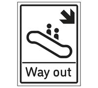 V Safety Way Out Arrow Down Right 200 x 300mm - 2mm Rigid Plastic Safety Sign
