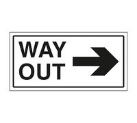 V Safety Way Out Arrow Right 300 x 150 mm - 2mm Rigid Plastic Safety Sign