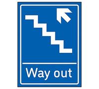 V Safety Way Out Arrow Up Stairs Left - 200 mm x 300 mm - 2 mm Super Strong PETG