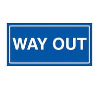 V Safety Way Out Blue 300 x 150 mm - Self Adhesive Vinyl Safety Sign