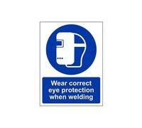 V Safety Wear Correct Eye Protection When Welding PPE Sign - 150mm x 200mm - Self Adhesive Vinyl