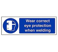 V Safety Wear Correct Eye Protection When Welding PPE Sign - 300mm x 100mm - 1mm Rigid Plastic