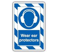 V Safety Wear Ear Protectors - ExtraViz 250 x 350 mm - Glow In The Dark 1mm Rigid Plastic Safety Sign