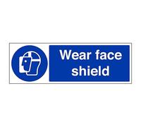 V Safety Wear Face Shield - Landscape 300 x 100 mm - Glow In The Dark 1mm Rigid Plastic Safety Sign