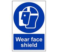 V Safety Wear Face Shield Mandatory Ppe Sign - Adhesive Vinyl - 150X200mm (X3)