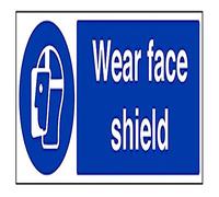 V Safety Wear Face Shield PPE Sign - 450mm x 150mm - 1mm Rigid Plastic