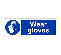 V Safety Wear Gloves - Landscape 450 x 150 mm - Glow In The Dark 1mm Rigid Plastic Safety Sign