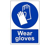 V Safety Wear Gloves - Portrait 300 x 400 mm - Glow In The Dark Self Adhesive Vinyl Safety Sign