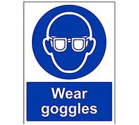 V Safety Wear Goggles PPE Sign - 300mm x 400mm - 1mm Rigid Plastic