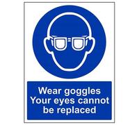 V Safety Wear Goggles Your Eyes Cannot Be Replaced PPE Sign - 300mm x 400mm - 1mm Rigid Plastic