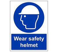 V Safety Wear Helmet 300 x 400 mm - Glow In The Dark 1mm Rigid Plastic Safety Sign