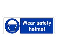 V Safety Wear Helmet - Landscape 450 x 150 mm - Glow In The Dark Self Adhesive Vinyl Safety Sign