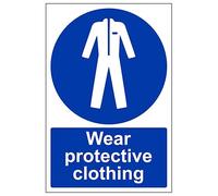 V Safety Wear Protective Clothing - Portrait 200 x 300 mm - Glow In The Dark 1mm Rigid Plastic Safety Sign