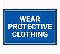 V Safety Wear Protective Clothing Sign - 400mm x 300mm - Self Adhesive Vinyl