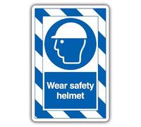 V Safety Wear Safety Helmet - ExtraViz 250 x 350 mm - 1mm Rigid Plastic Safety Sign